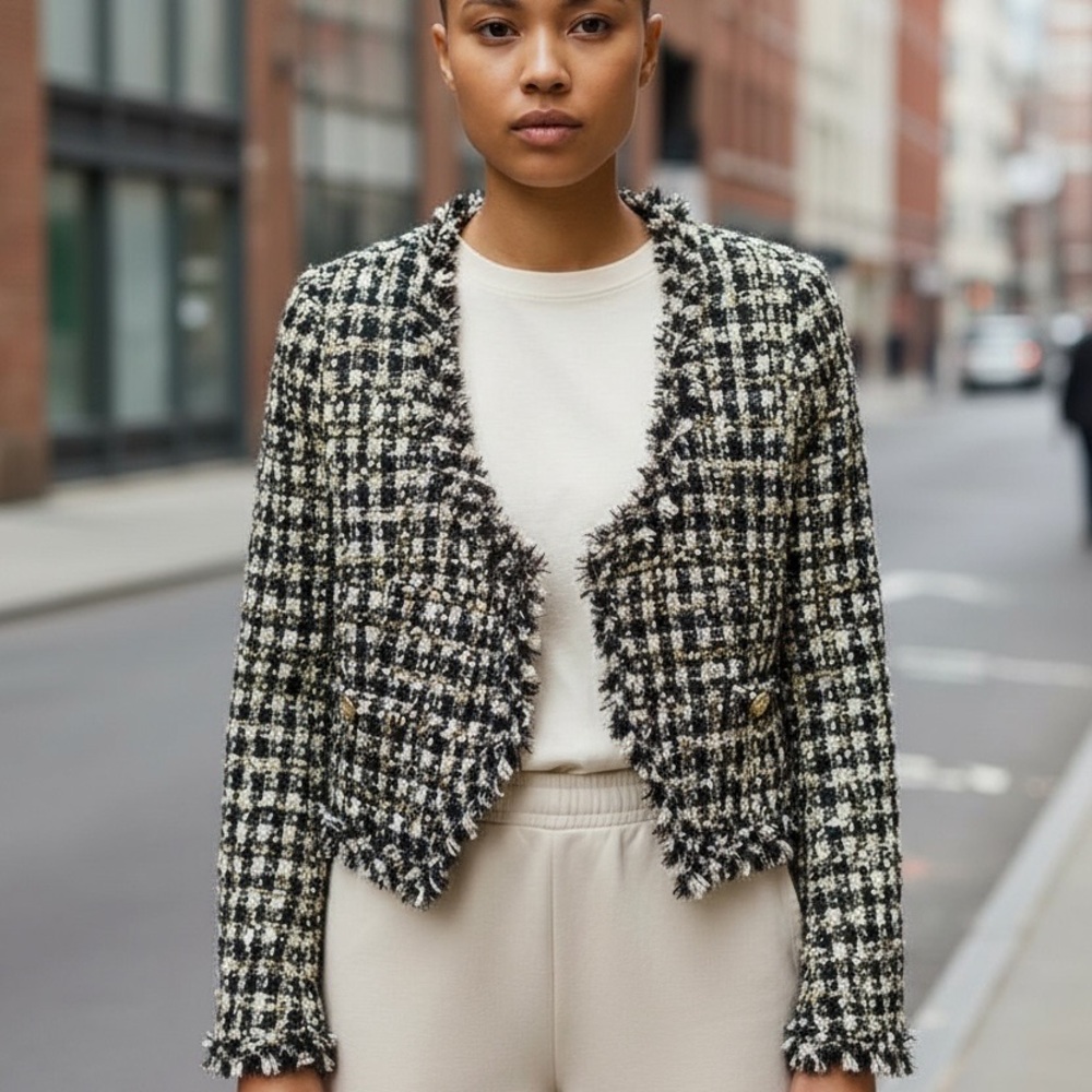 Derek Lam Black and White Tweed Blazer